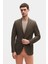 Ds Damat Slim Fit Haki Çizgili Kumaş Ceket 1