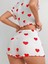 Kalp Desenli Kadın Beyaz Gecelik, Kadın Iç Giyim Gecelik Şort Kısa Kollu Atlet. 2