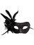 Siyah Renk Metalize Sim Görünümlü Parlak Tüylü Parti Maskesi 22x19 Cm 1