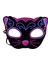 Siyah Kadife Kaplama Üzeri Pembe Mavi Sim Işlemeli Kedi Maskesi 20x13 Cm 1