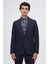 Slim Fit Lacivert Armürlü Uçan Blazer Kumaş Ceket 1
