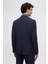 Slim Fit Lacivert Armürlü Uçan Blazer Kumaş Ceket 4