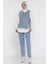Yan Bağlamalı Taş Detaylı Kot Yelek Gömlek Pantolon Jean Tesettür Üçlü Takım P-00015930 1