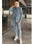 Kadın Tek Cepli Taş Detaylı Jean Kot Ceket Pantolon Tesettür Ikili Takım P-00015609 1