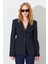 Kadın Siyah Beli Oturtmalı Çift Düğmeli Blazer Ceket 4