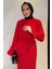 Bel Kuşaklı Gül Detaylı Tesettür Piliseli Elbise P-00015620 2