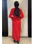 Bel Kuşaklı Gül Detaylı Tesettür Piliseli Elbise P-00015620 5