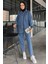 Kadın Tek Cepli Taş Detaylı Jean Kot Ceket Pantolon Tesettür Ikili Takım P-00015609 2