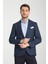 Timone Erkek Açık Lacivert Slim Fit Dar Kesim Desenli Mevsimlik Blazer Ceket 3