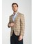 Uche Erkek Vizon Ekose Desenli Slim Fit Mono Yaka Blazer Ceket 3