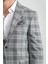Uche Erkek Vizon Ekose Desenli Slim Fit Mono Yaka Blazer Ceket 2