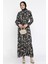 Desenli Bel Bağlamalı Tesettür Viskon Elbise P-00015331 1