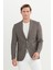 ALTINYILDIZ CLASSICS Erkek Kahverengi Slim Fit Dar Kesim Mono Yaka Armürlü Ceket 3