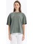 Bisiklet Yaka Oversize Emboss Baskılı Kadın T-Shirt 1