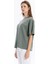 Bisiklet Yaka Oversize Emboss Baskılı Kadın T-Shirt 4