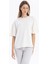 Bisiklet Yaka Oversize Emboss Baskılı Kadın T-Shirt 2