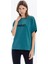Bisiklet Yaka Rubber Baskılı Kısa Kol Kadın T-Shirt 2