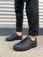 JY166 Prestige Bağcıklı Cilt Kapitone Desenli Erkek Günlük Sneaker Ayakkabı Cst - Siyah 2