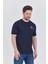 Basic Erkek T-Shirt Lacivert Kısa Kollu Erkek Tişort Nakış Detaylı 3