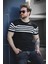 Liam Çizgili Likralı Slim Fit Bisiklet Yaka Örme Erkek Triko Tshirt 1
