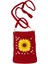 Askılı Bordo Ayçiçeği Desenli Örgü Cüzdan 1