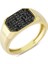 14 Ayar Altın Siyah Pave Taşlı Sekizgen Yüzük YZK073B 1
