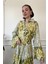 Batik Desen Renkli Gömlek Elbise- Yeşil 3