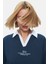 Polly Yeşil Polo Yaka Sargı Nakışlı Loose Fit Kadın Tshirt 3
