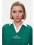 Polly Yeşil Polo Yaka Sargı Nakışlı Loose Fit Kadın Tshirt 2