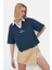 Polly Yeşil Polo Yaka Sargı Nakışlı Loose Fit Kadın Tshirt 2
