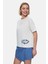 Odette Kemik Rengi Bisiklet Yaka Baskılı Loose Fit Kadın Tshirt 1