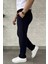 Erkek Kendinden Desenli Bel Bağlamalı Jogger Pantolon P-00015845 2