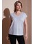Standart Fit Yuvarlak Yaka Simli Bluz Bayan Bluz 25Y0202K1 2