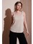 Standart Fit V Yaka Büzgülü Kalın Askılı Bluz Bayan Bluz 25Y0513K1 4