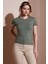 Slim Fit Bisiklet Yaka Fitlli Crop T Shirt Bayan T Shirt 25Y0444K1 4