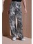 Desenli Regular Fit Yüksek Bel Bol Paça Pantolon Bayan Pantolon 25Y0179K1 5