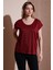 Standart Fit Yuvarlak Yaka Simli Bluz Bayan Bluz 25Y0202K1 2