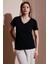 Pamuk Regular Fit V Yaka T Shirt Bayan T Shirt 25Y0478K1 4