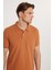 Erkek Slim Fit Dar Kesim Pamuk Düz Pike Kahverengi Polo Yaka Tişört 2