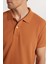 Erkek Slim Fit Dar Kesim Pamuk Düz Pike Kahverengi Polo Yaka Tişört 3