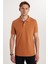 Erkek Slim Fit Dar Kesim Pamuk Düz Pike Kahverengi Polo Yaka Tişört 4