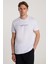 erkek Slim Fit Dar Kesim %100 Pamuk Yumuşak Dokulu Baskılı Beyaz Bisiklet Yaka Tişört 1