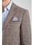 Diocle Erkek Kahve Kareli - Ekoseli Slim Fit Mono Yaka Blazer Ceket 2