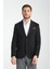 Baselna Erkek Kahve Esneyen Likralı Kumaşlı Tam Astarlı Slim Fit Mono Yaka Dar Kesim Blazer Ceket 1