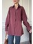 Oversize Düğmeli Premium Gömlek- Bordo 2