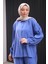 Indigo Yırtmaçlı Tunik Pantolonlu Takım 4