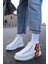 Bağcıklı Erkek Sneaker Bot Sarı Kırmızı Şimşek 3