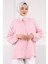 Pembe Kalp Nakışlı Keten Gömlek 1