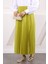 Yağ Yeşili Bel Lastikli Piliseli Etek 3