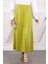 Yağ Yeşili Bel Lastikli Piliseli Etek 4